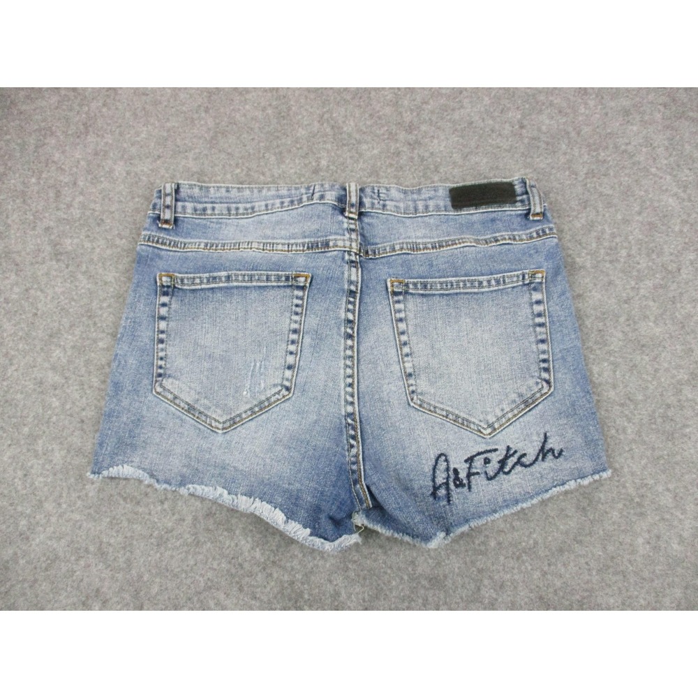 Abercrombie & Fitch Shorts Womens 2 Blue High Rise Cut Off Micro Embroidery Y2K